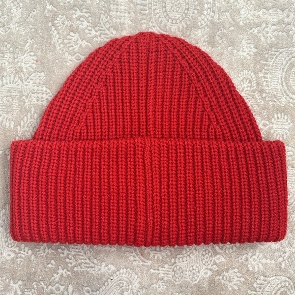 NWOT Coach Ribbed Knit Patch Beanie Sport Red Winter Cap Cuffed Hat main image 8